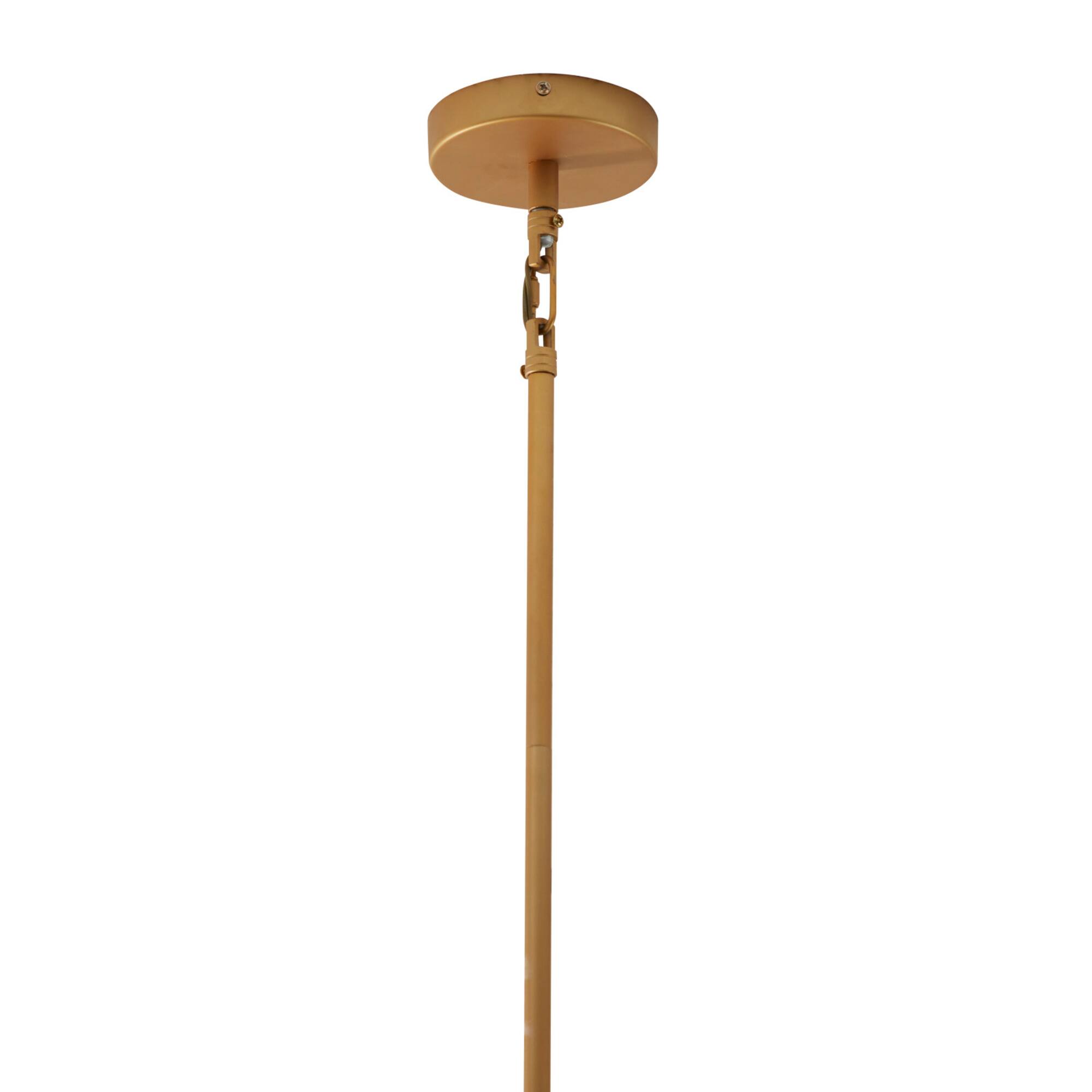 Gold Metal 4 Light Chandelier with Suspension Rod 30" x 30" x 70"